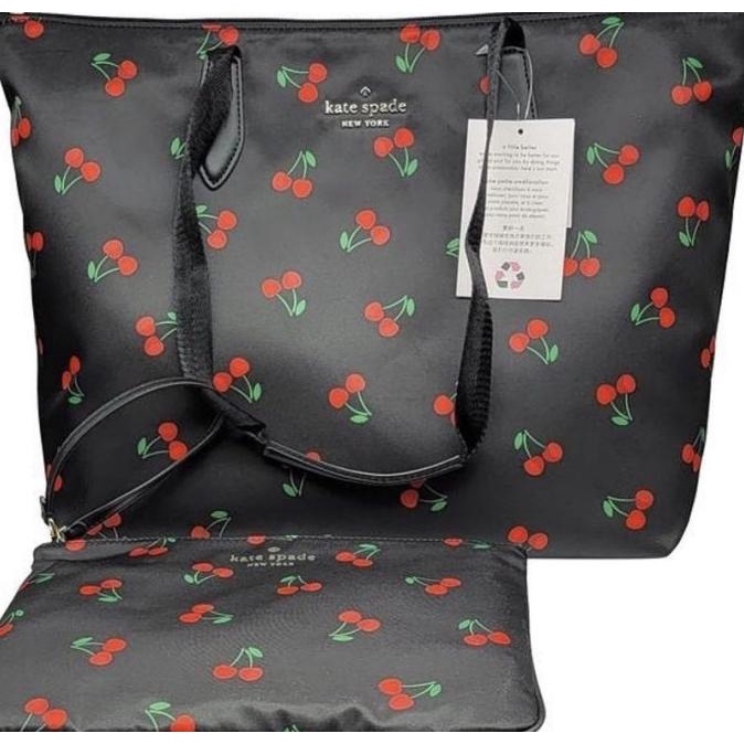 tas kate spade tote bag packable nylon black cherry TERGOKIL