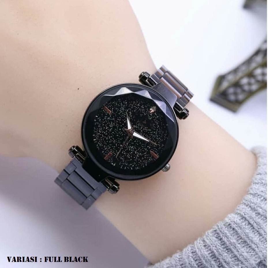 JAM TANGAN WANITA MENONTON TALI STAINLESS STEEL RANTAI WANITA  CRYSTAL KRISTAL PREMIUM  WOMEN WATCH