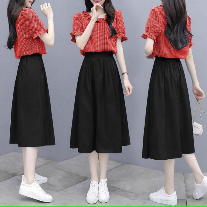 FWG - STELAN KORITA / SETELAN / STELAN KOREA WANITA / ONE SET WANITA / BAJU DAN ROK