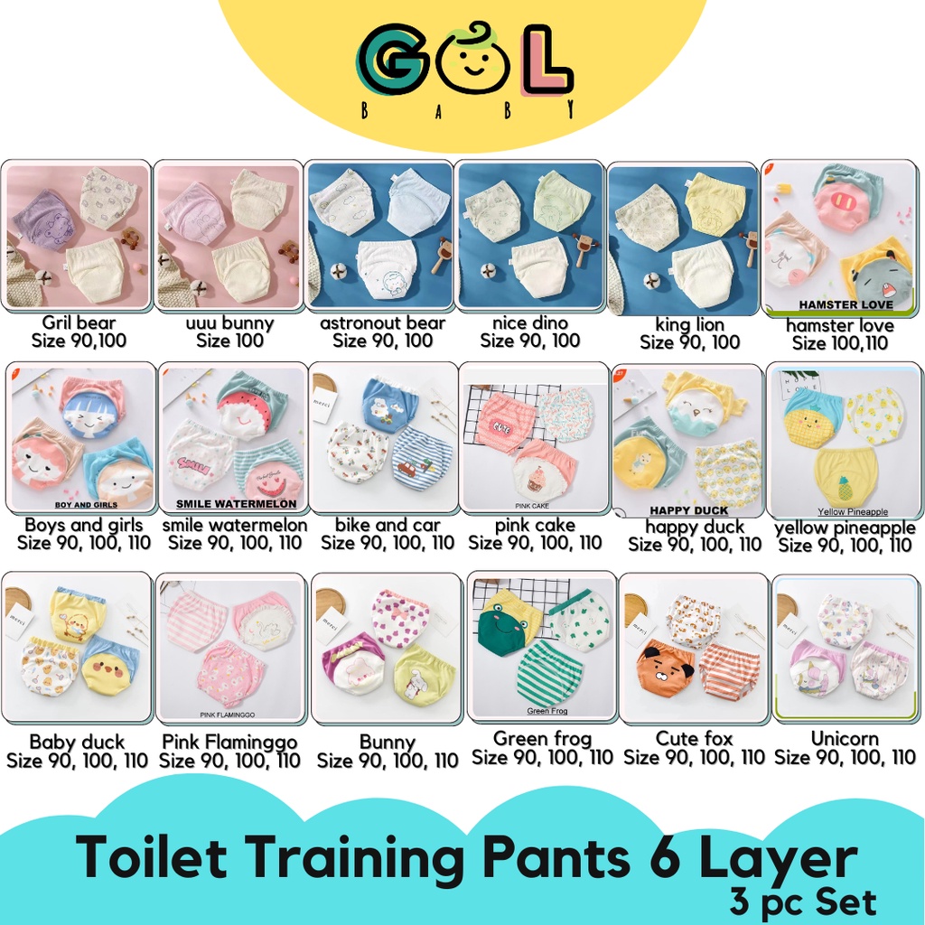 Celana Dalam Tatur Popok Cloth Diaper Diapers Clodi Training Pants Pipis Bayi Anak Baby 9 layers