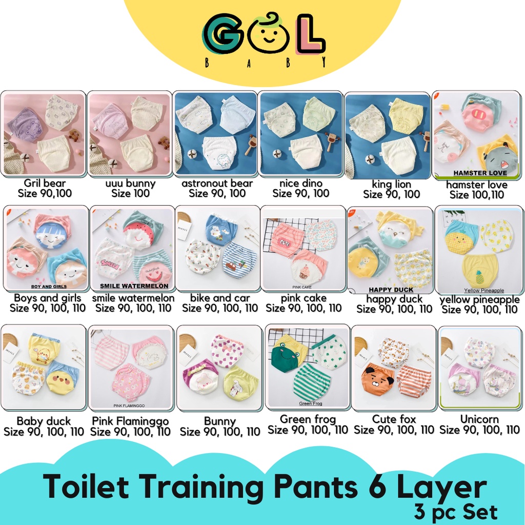 Celana Dalam Tatur Popok Cloth Diaper Diapers Clodi Training Pants Pipis Bayi Anak Baby 6 layers