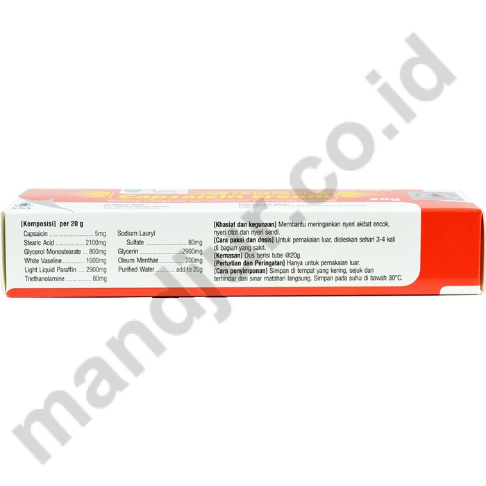 Jual Capsaicin Cream - Krim Pereda Nyeri Otot, Sendi, Encok, Keseleo, Memar Murah