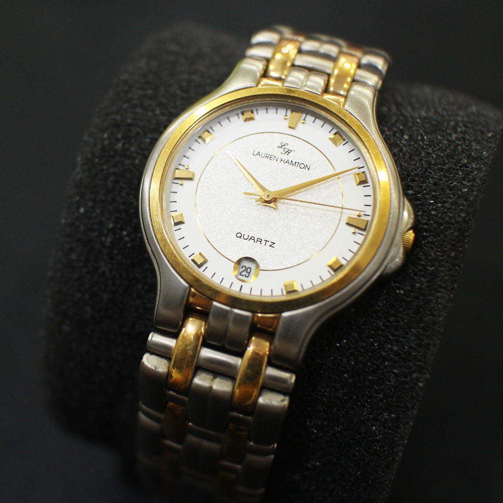 Jam Tangan Lauren Hamton Swiss Wanita & Pria Rantai Besi Silver Gold Watch Original