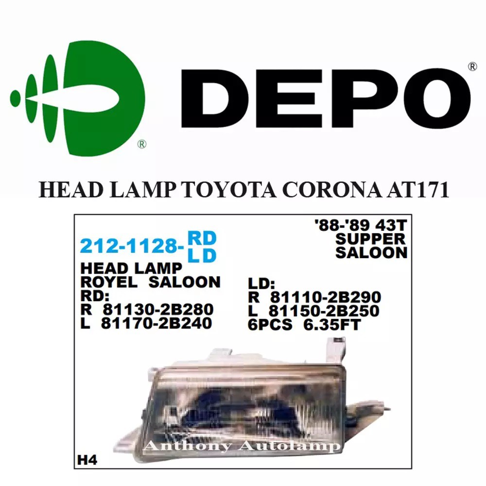 HEAD LAMP TOYOTA CORONA AT171 LH