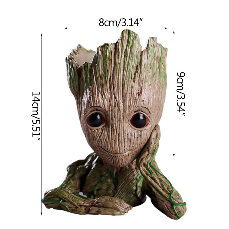 Pot Bunga Baby Groot Pot Bunga Planter Action Figure Manusia Pohon Model Mainan untuk Anak-anak Pemegang Pena Kreatif Taman Bunga Planter Pot