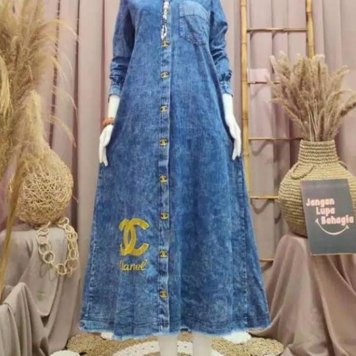 Modern.. Gamis Levis Deira/Gamis Jeans/Baju Muslim/Gamis Terbaru/Pakaian Wanita Terbaru