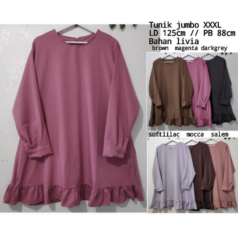 COD tunik jumbo polos Ld 125cm