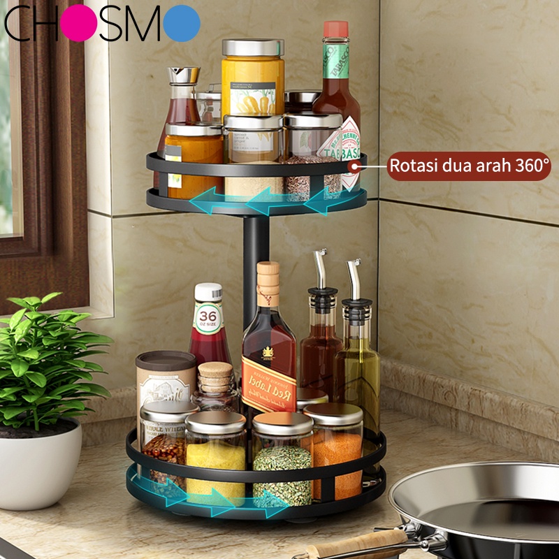 Rak Bumbu Putar Berputar 360 Derajat Rak Bumbu Dapur Stainless Rotate Kitchen Spice Rack Organizer