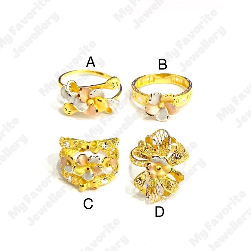 Cincin Kembang Warna Mewah Emas Asli Kadar 700