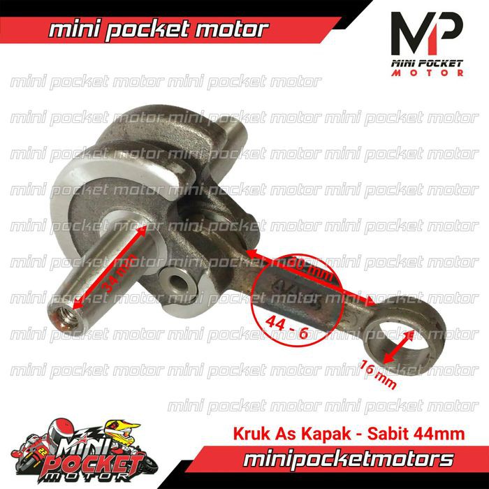Kruk As Conrod Bandul Sabit 44mm Motor Mini GP Trail Mesin Tarik Part275