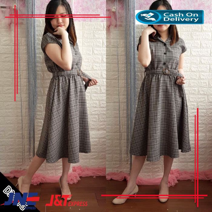 dress polos casual panjang long dres fashion wanita korea BM230
