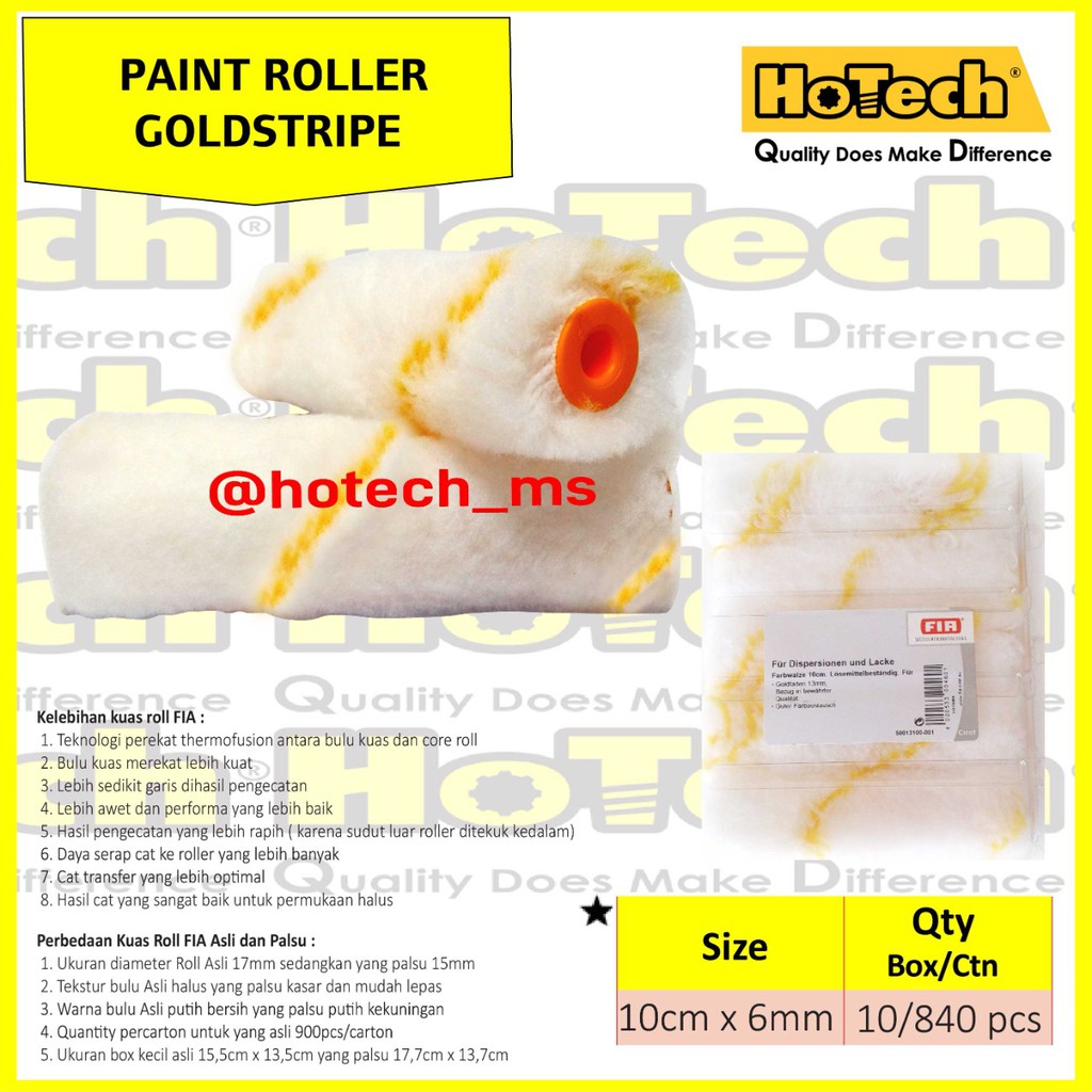 

Kuas Roll Garis Kuning 4" Cat Kapal | Paint Roller Goldstripe 4" FIA (ASLI)