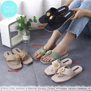  Sandal  Flat Wanita Jepit  Silang Jelly Balance  1203 5 Helia 