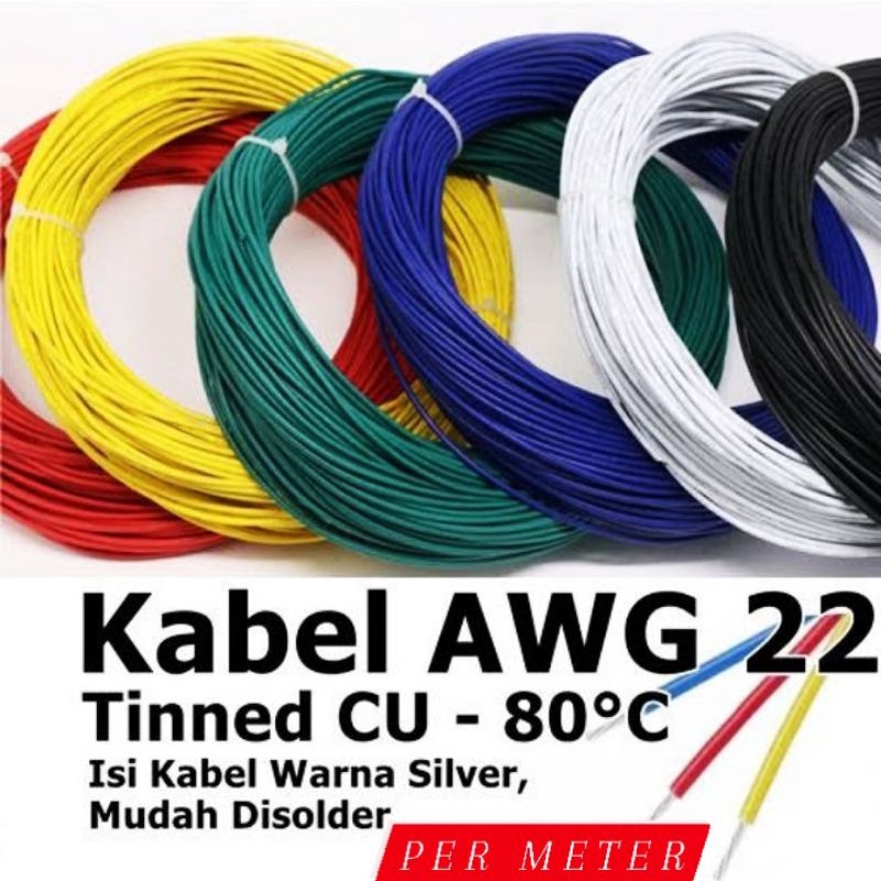 KABEL MOTOR AWG 22 SERABUT PUTIH PER METER