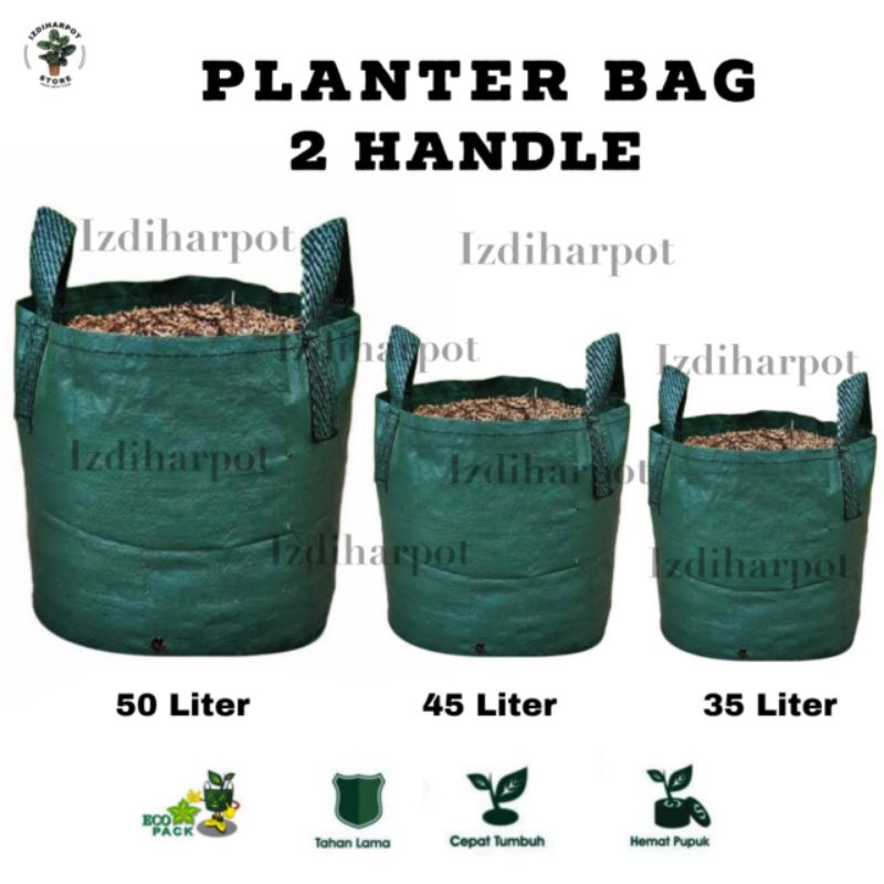 planter bag eco pack 50 liter 2 handle untuk pot tanaman - PLANTER BAG 50 LITER