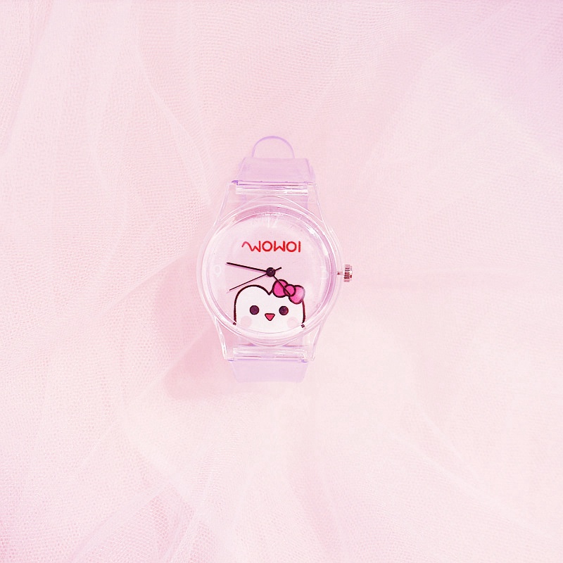 Hello Kitty Jam Tangan Wanita Jelly Rubber Transparant  Bening Karet Jam Tangan Murah