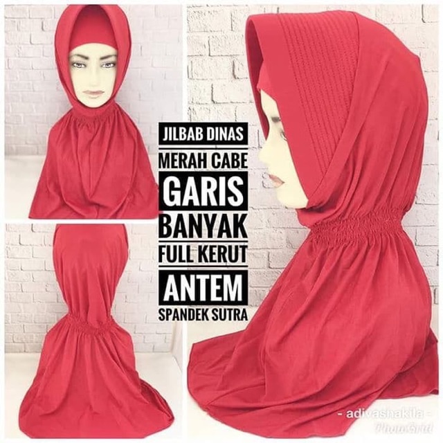 Jilbab POLWAN/PNS model karet keliling garis2