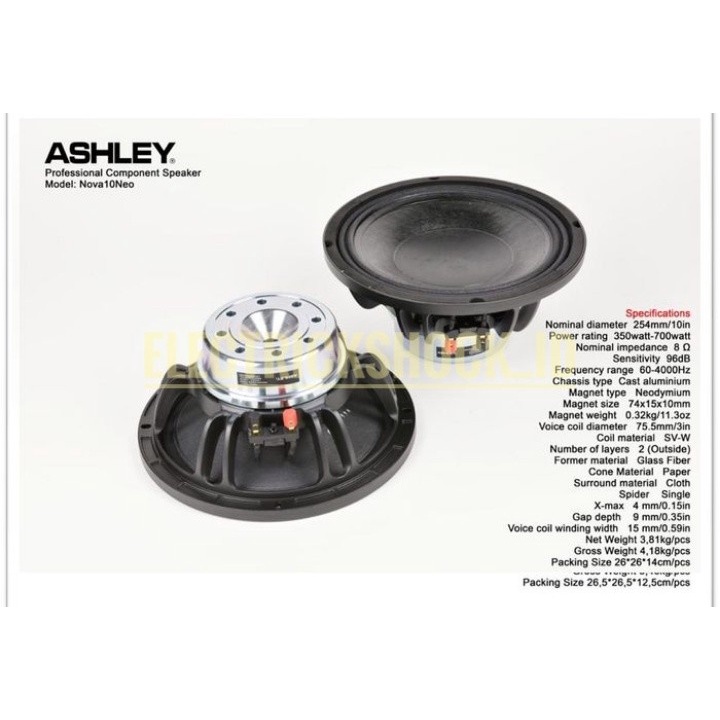 Komponen Speaker Neodium Ashley NOVA 10 NEO / NOVA 10NEO Original