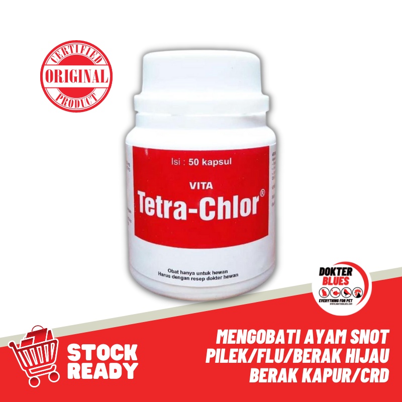 Obat Ayam Vita TETRA CHLOR (50 Kapsul) Obat Snot Berak Hijau/ Kapur CRD Ngorok