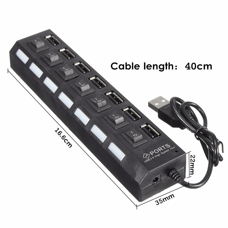 USB 2.0 HUB 7 Port Saklar Switch On Off LED [IMPORT]