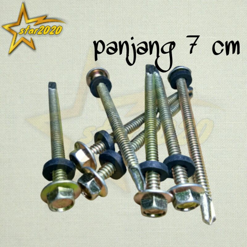 sekrup baja ringan panjang 7cm isi 10pcs