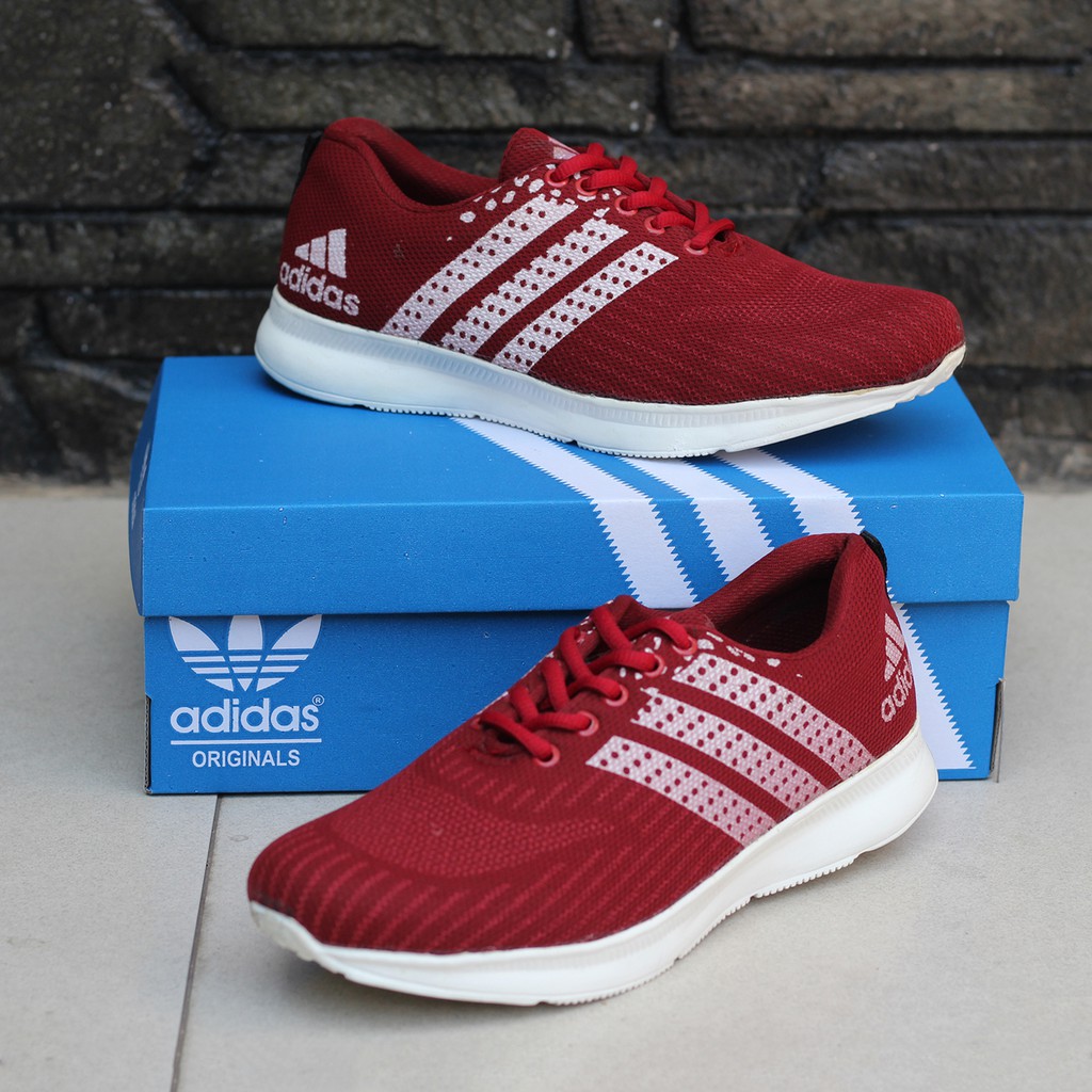 TERLARIS !! Sepatu Sport ADIDAS ZOOM Merah Sneakers Pria Gym Running Jogging Fitness Olahraga