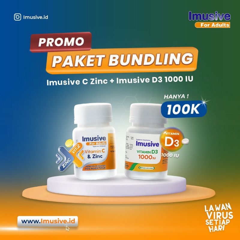 Paket Bundling/Imusive CZINC + Vitamin D3 1000IU/ Vitamin Daya Tahan Tubuh/ Vitamin D3 1000IU