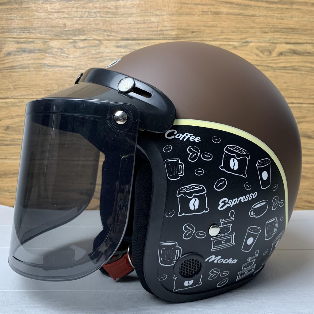 Helm Bogo Dewasa Kekinian Wanita Helem Motor Sni Motif Viral Kaca Cembung