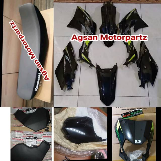 Full cover body KLX Dtracker+jok frame guard papan nomor kx250 original Kawasaki