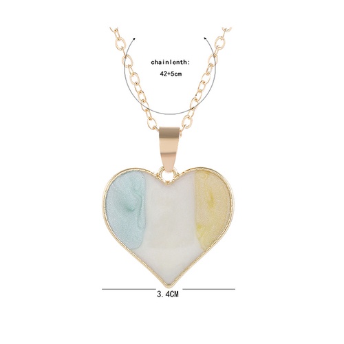 LRC Kalung Fashion Blue Love Dropping Alloy Contrast Necklace A61246