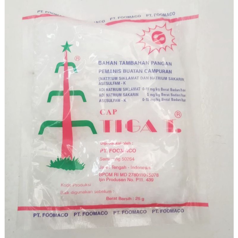 

Pemanis buatan cap Tiga T 25gr / natrium siklamat