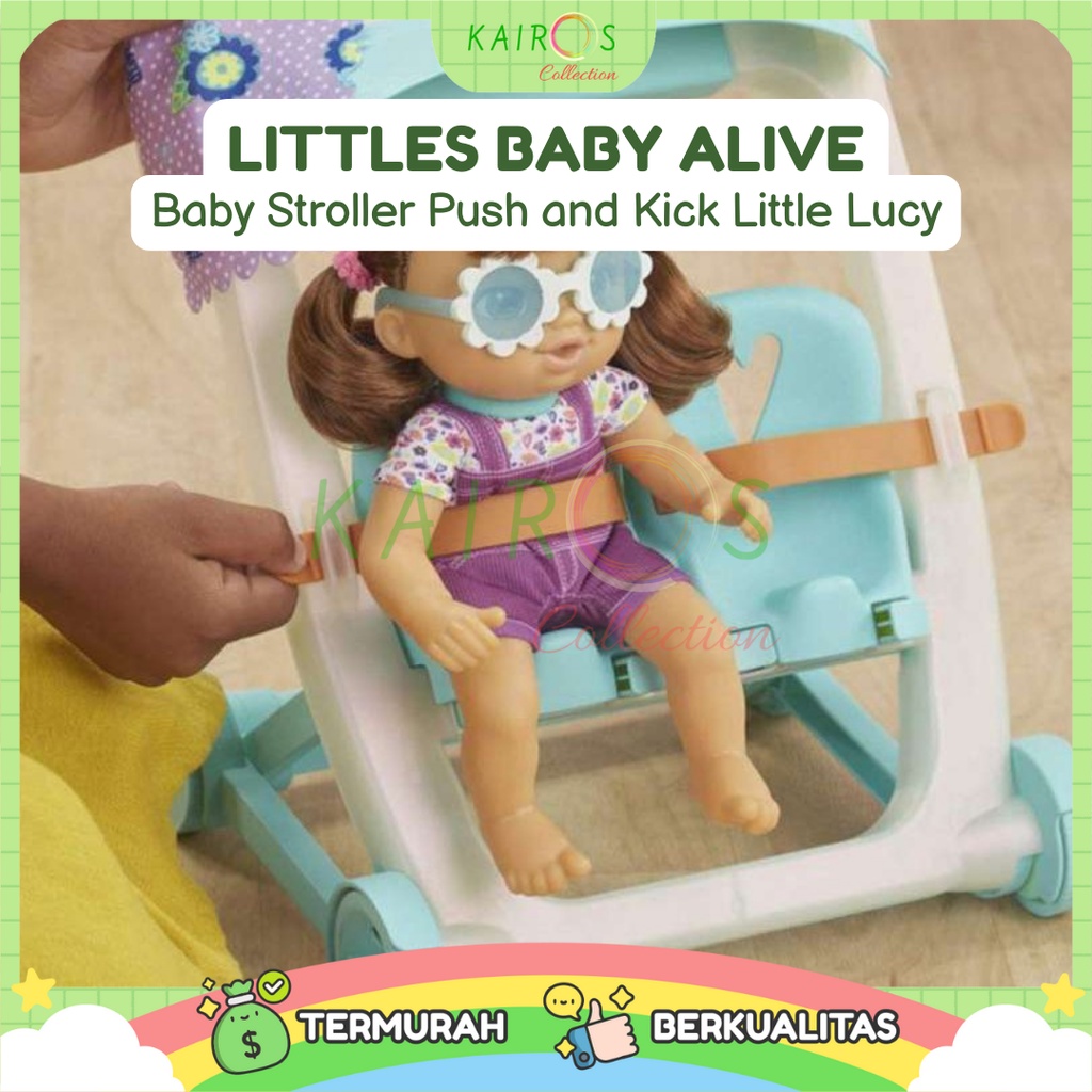 Baby Alive Littles Push &amp; Kick Stroller Little Lucy Brown Hair