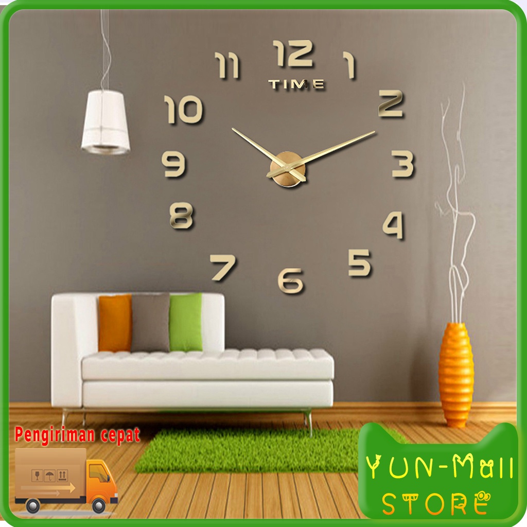 [BISA COD ]YUN Jam Dinding 3D DIY Angka Latin Minimalis - Jam Dinding Raksasa - Jam Dinding DIY - Giant Clock - Jam Dinding 3 Dimensi - Jam DIY Jam Dinding Besar 3D Wall Clock Bahan Acrilic Dan Snless