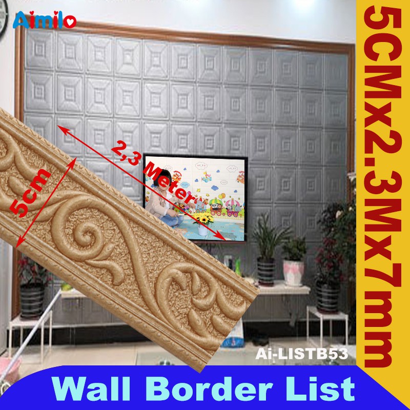 (Aimilo)  List Wallpaper Dinding 3D Wall Foam Border List Stiker 2.3 Meter-Ai-LISTB53