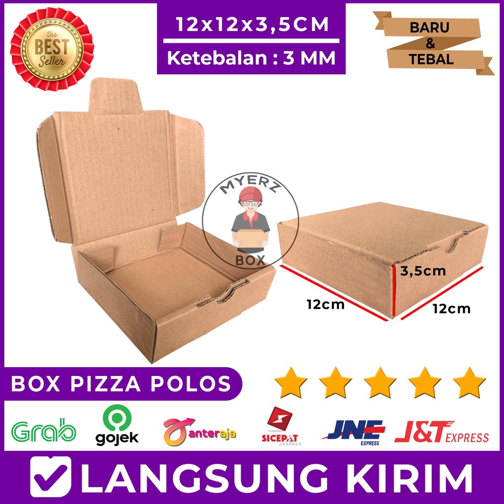 

Kardus Die Cut Pizza Polos 12X12X3,5 Cm Single Wall, Tebal 3 MM