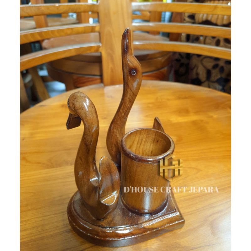 

Tempat Pensil Kayu Jati Model Angsa