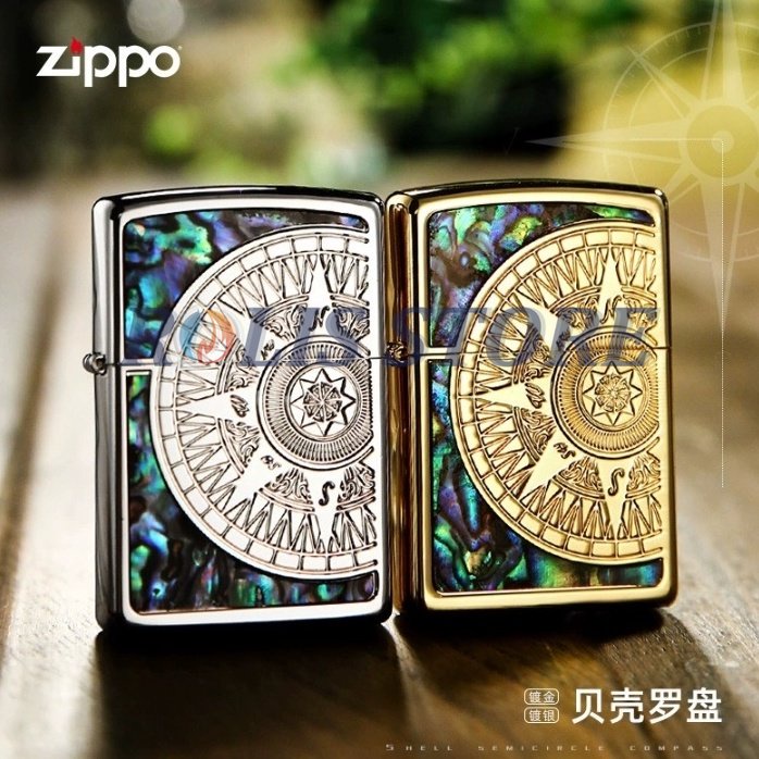 COD- Korek Zippo Gold Grafir Emboss Compass Rear High Premium Quality Made In Usa &quot;Limited Edition&quot;