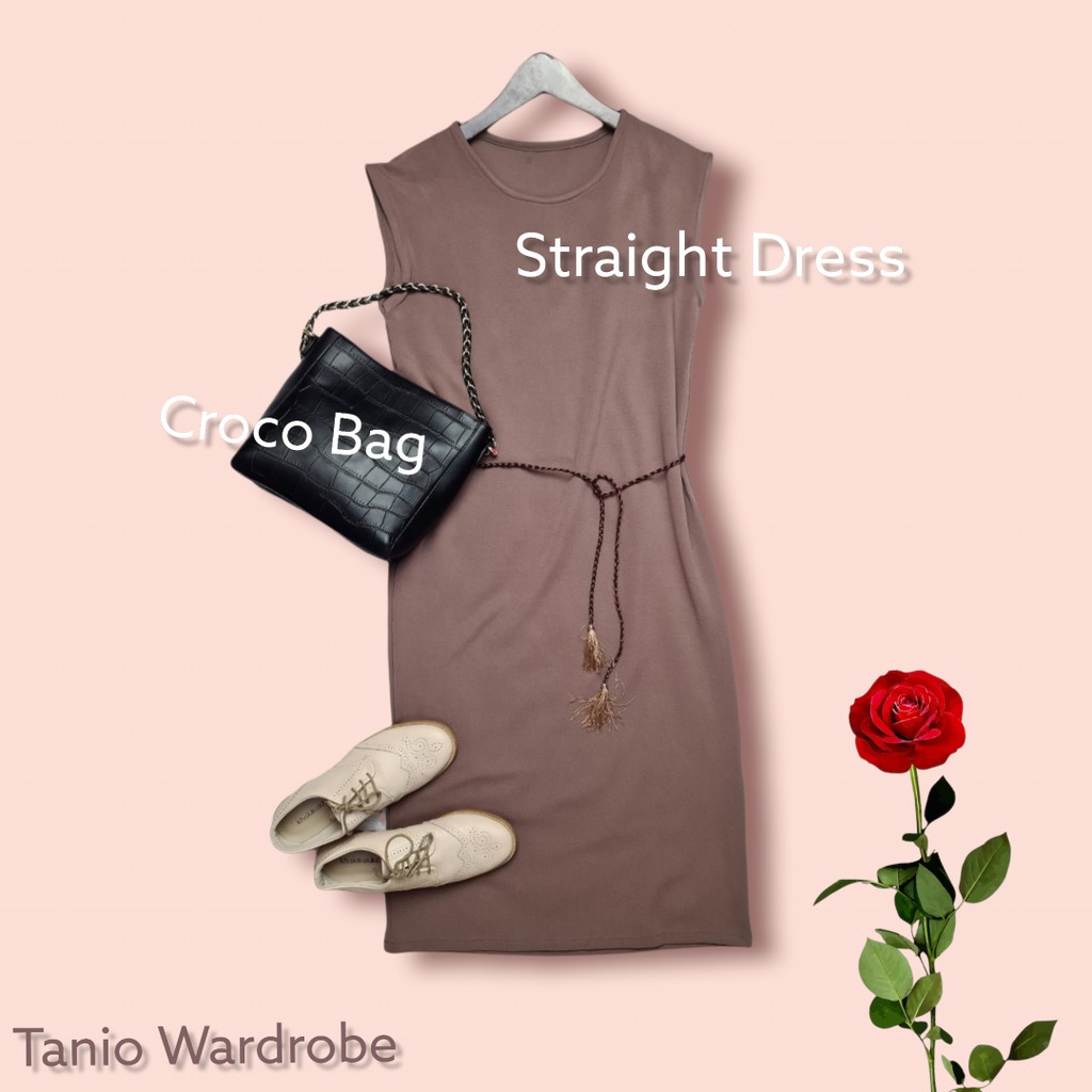 Premium Straight Dress - Tas Hitam Croco Import