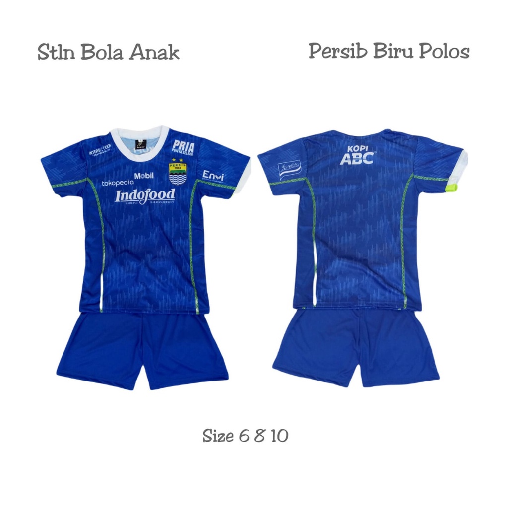 Kaos sepak bola anak jersey persib home soccer baju dan celana setelan t-shirt custom print outfit futsal seragam kostum olahraga pakaian apparel multi sport polos