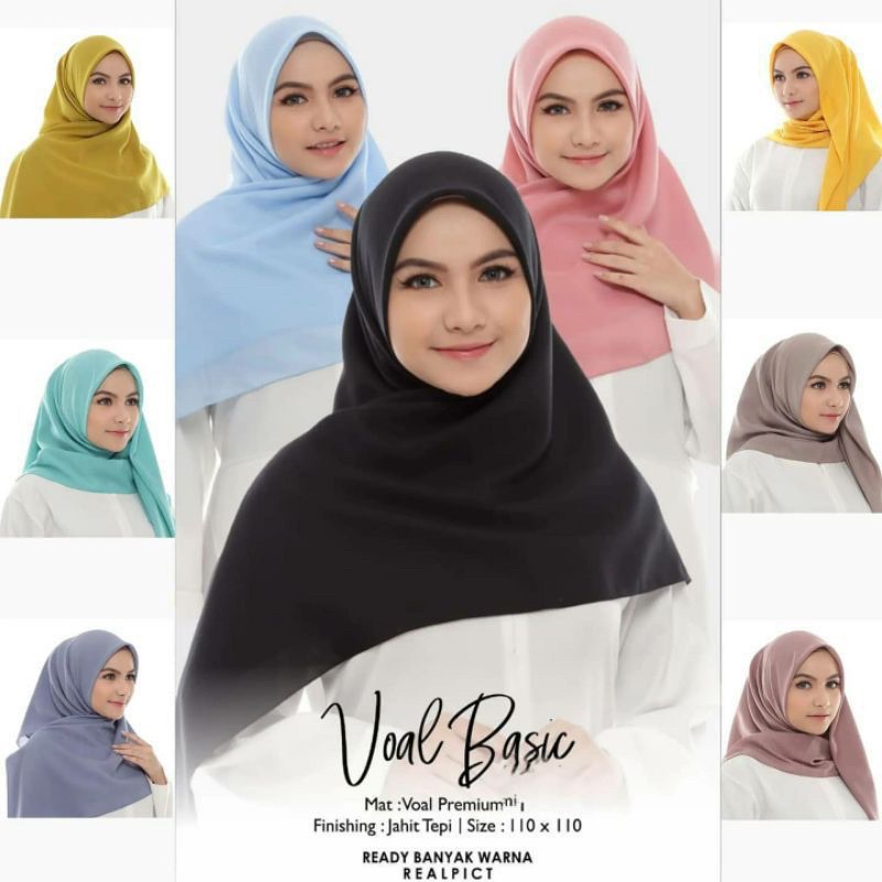 JILBAB / HIJAB SEGIEMPAT BASIC VOAL HUMAIRAH JAHIT TEPI