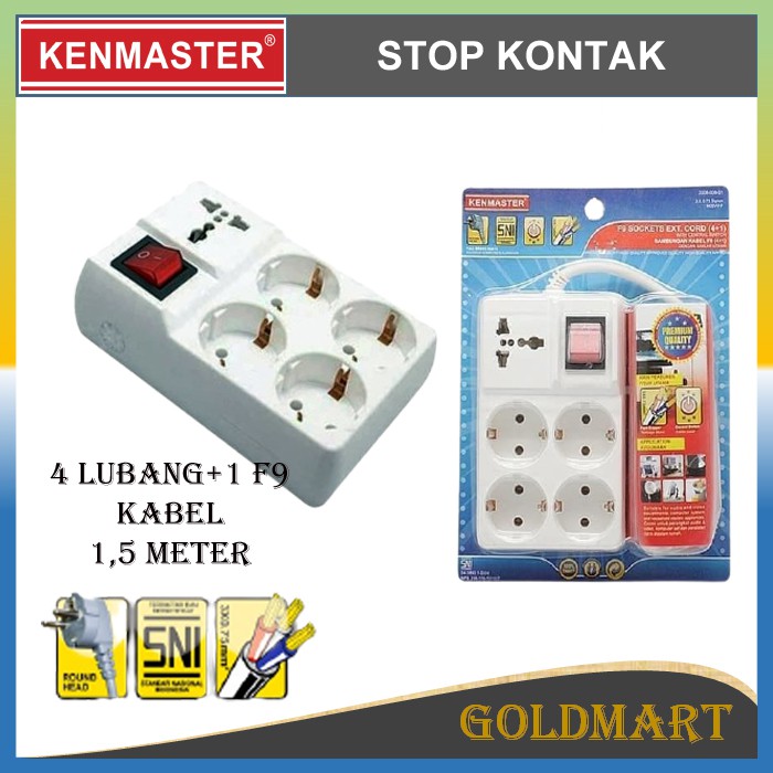 Stop Kontak 4 Lubang + 1 - Kenmaster Terminal Colokan Listrik 4+1 Socket f9