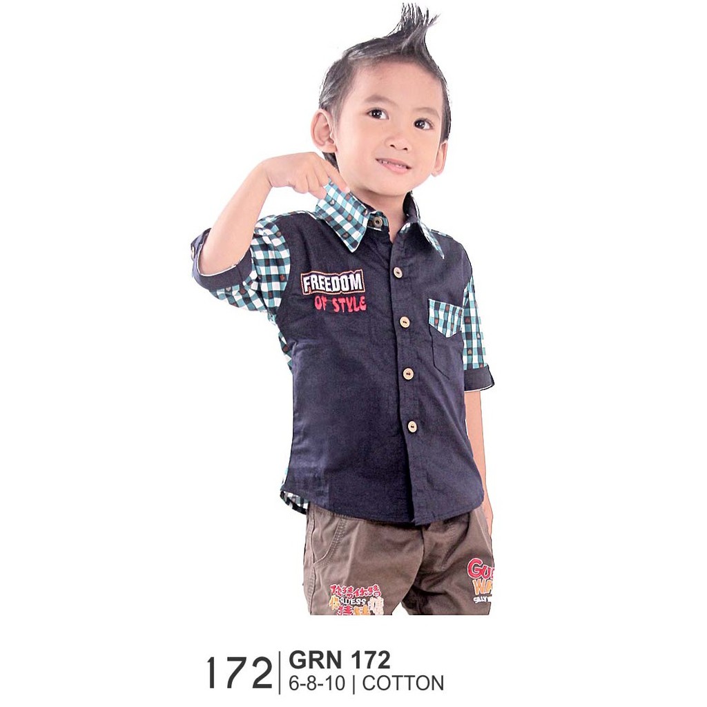 Kemeja Anak Laki-laki Motif Kotak-kotak - Kemeja Hem Anak Laki - Baju Atasan Anak Cowok