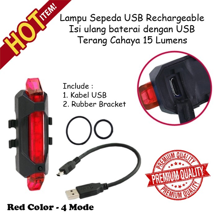 Jual Lampu Sepeda Lampu Led Lampu Belakang Sepeda Led Mode Usb Rechargeable Red Color