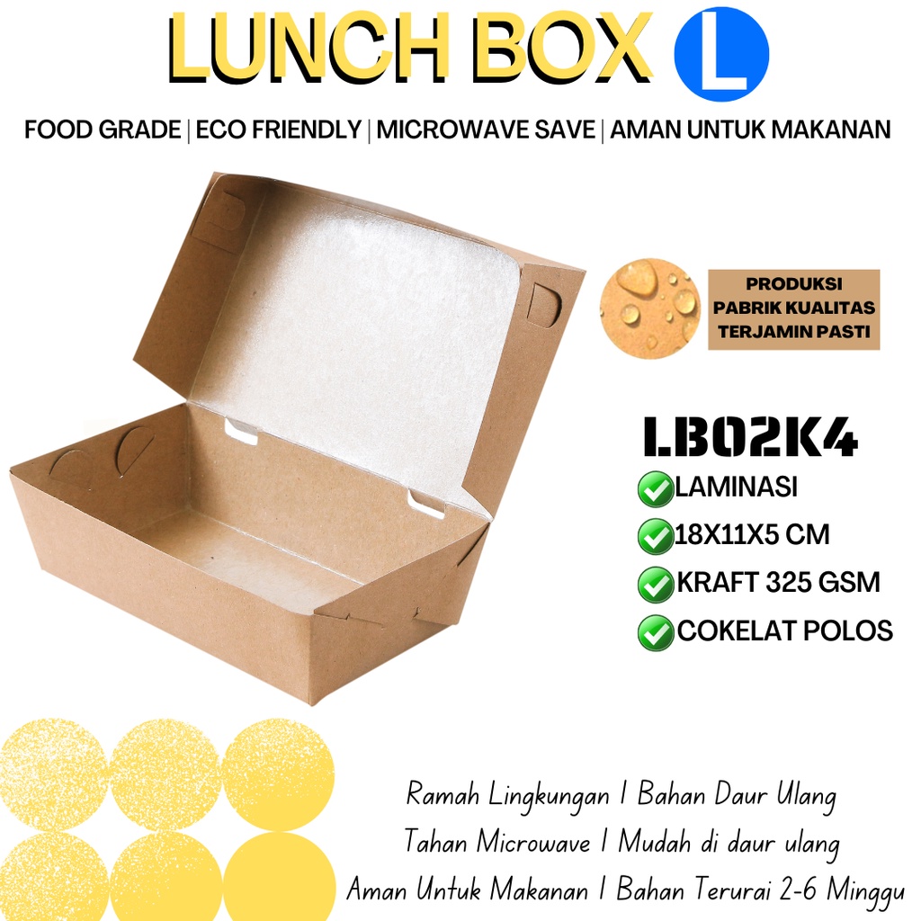 Paper Lunch Box Large Tebal 325 Gsm (LB2K4-18X11X5 Cm)