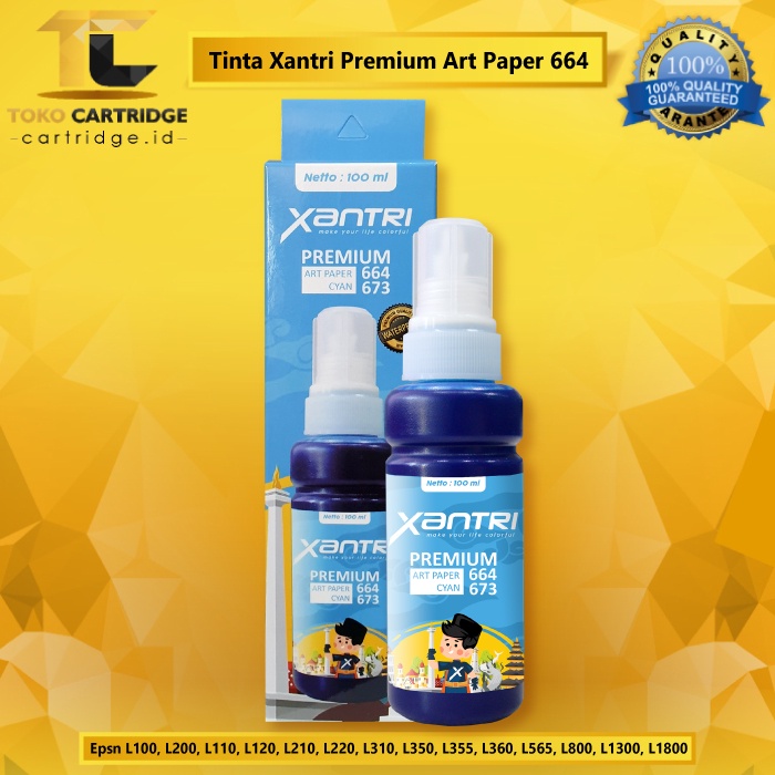 Tinta Xantri Premium Art Paper Epson 664 100ml, Printer Epson L100 L200 L110 L120 L210 L220 L310 L350 L355 L360 L365