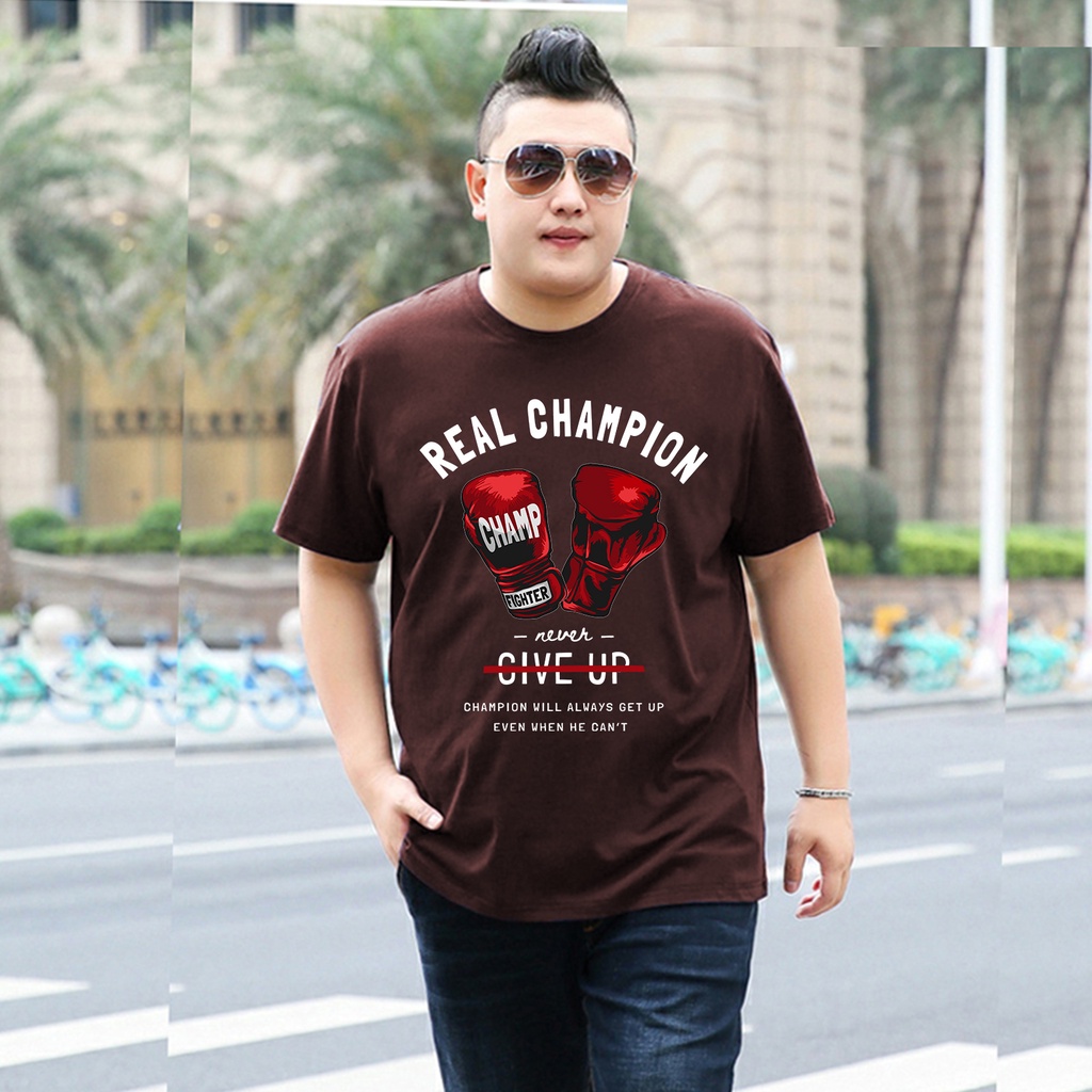 Baju Kaos Pria Jumbo Champion Tshirt Bigsize XL XXL Distro DTF