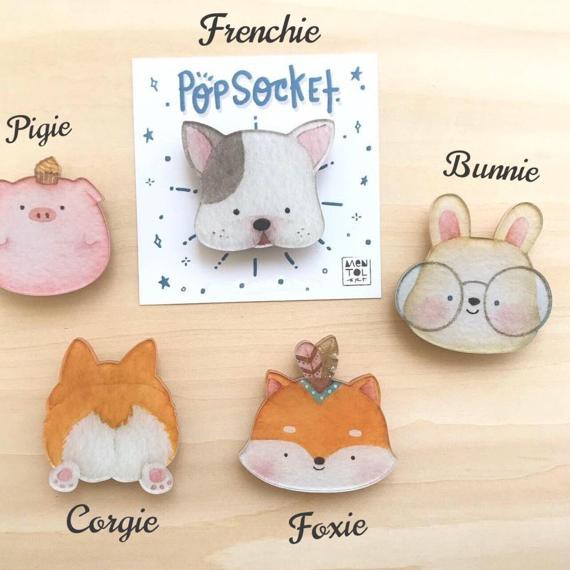 

BIG SALE!! (uax-1272) Acrylic phone grip phone holder animal watercolor by Mentol Art