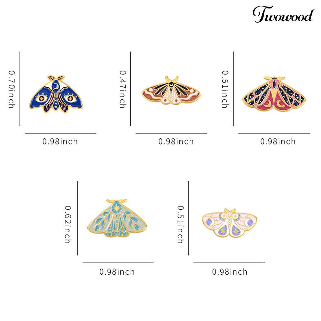 Twowood Women Brooch Moth Enamel Exquisite Special Cute Bag Pin for Gift