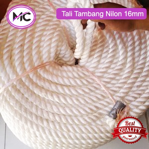 Tali Tambang Besar Nilon Nylon Rope 16mm 18mm Jumbo Pengikat Barang Putih Halus Qualitas Eksport Ikat Hewan Ternak Sapi Kerbau Domba Kambing Lembu