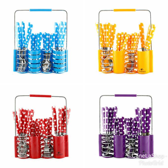 Sendok & Garpu Set Vicenza motif kotak / V240C